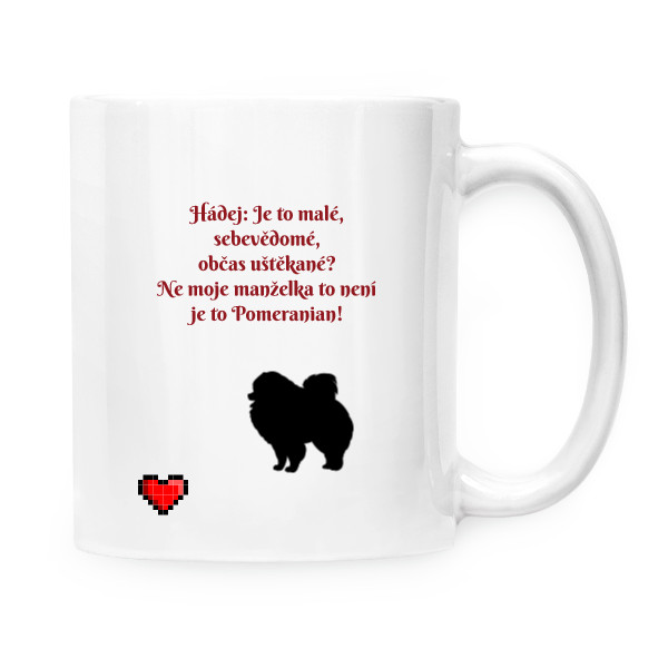 Hrnek malý bílý s potiskem Káva s Pomeranianem