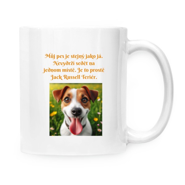 Hrnek malý bílý s potiskem Neposedný Jack Russell Teriér