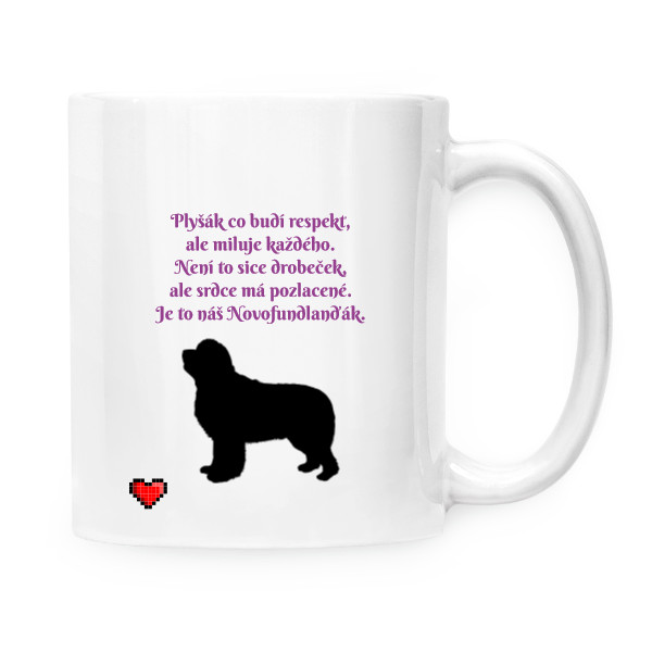 Hrnek malý bílý s potiskem Novofundlandský pes je plyšák