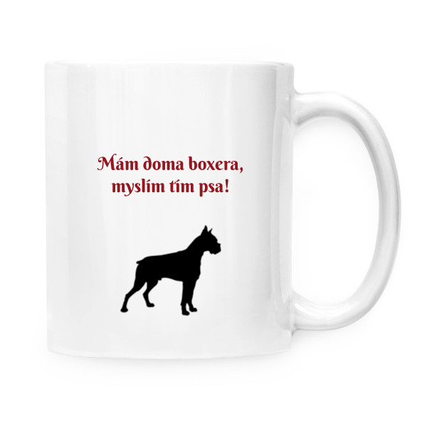 Hrnek malý bílý s potiskem Pracovní boxer