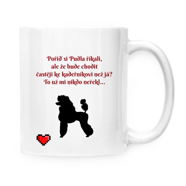 Hrnek malý bílý s potiskem Pudl láska